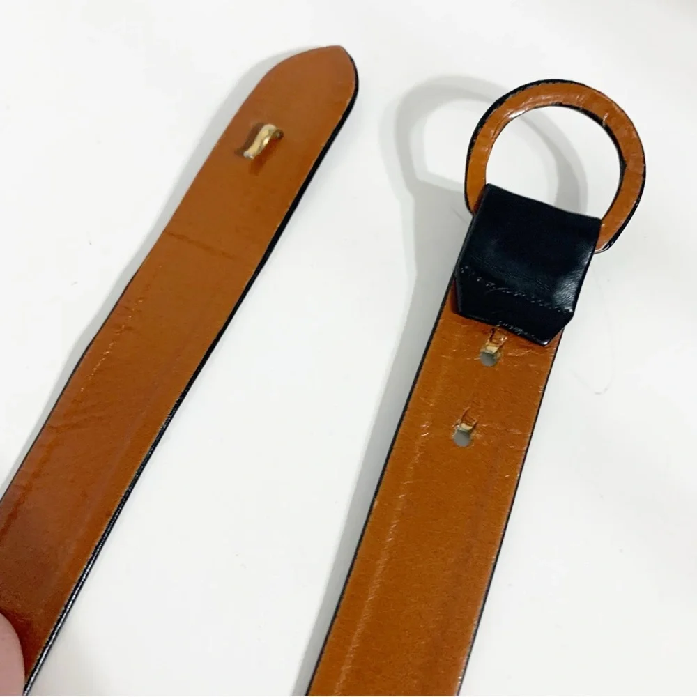 Vintage Unbranded Leather Belt Round Leather Belt Buckle Interesting Closure 🖤